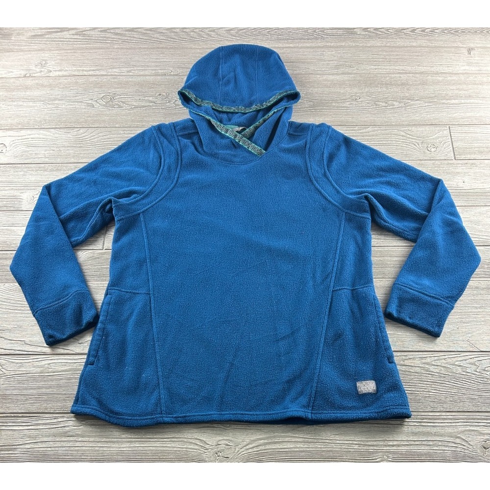 Toad & Co Fleece Pullover Womens XL Blue Telluride Heritage Hooded Pockets